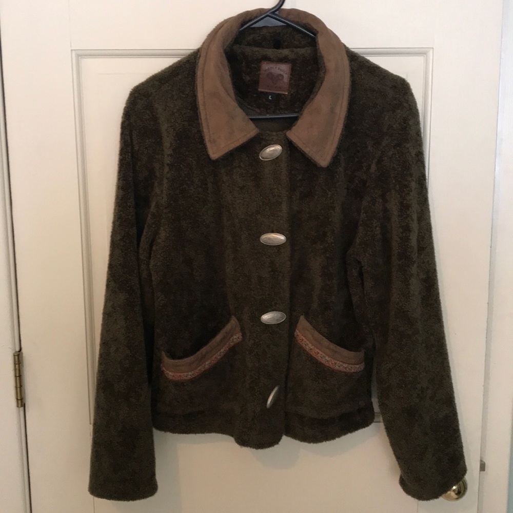 Fuzzy olive green jacket